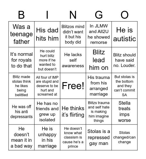 Excuses used for stolas Bingo Card