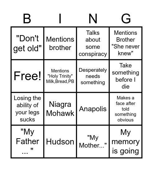 The Reg Bingo Card