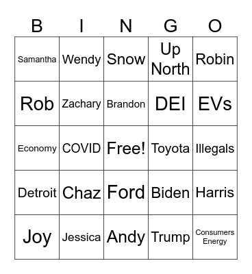 Ellison Thanksgiving Bingo Card