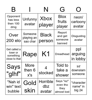 aba bingo lol Bingo Card
