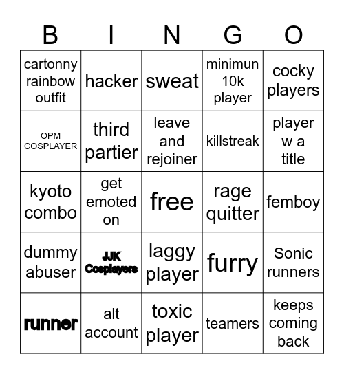 The strongest battlegrounds bingo Card