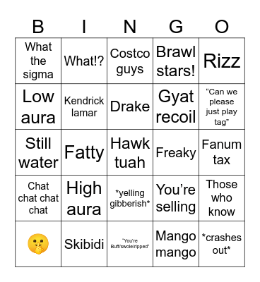 Cousins bingo Card