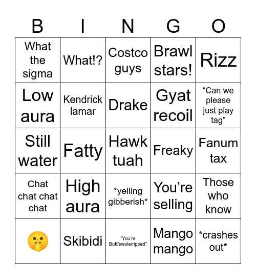 Cousins bingo Card