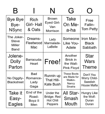 MUSIC BINGO! Bingo Card