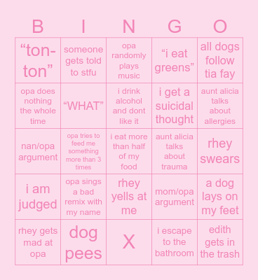 thanksgiving (im in tears) ! Bingo Card