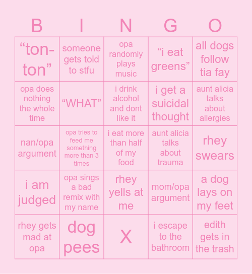 thanksgiving (im in tears) ! Bingo Card