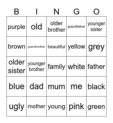 Family Bingo Card