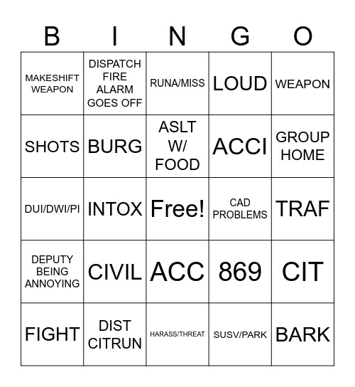 FBCSO BINGO Card