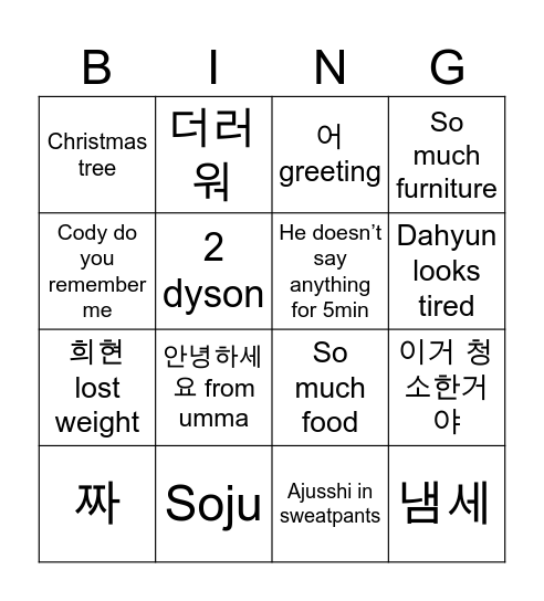 Thanksgiving Bingo Card