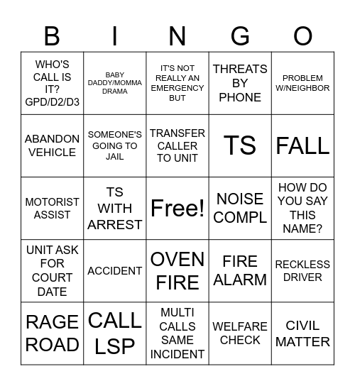 THANKSGIVING DISPATCH STYLE Bingo Card