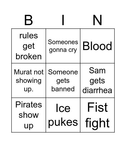 Cx Island Survival Bingo Card