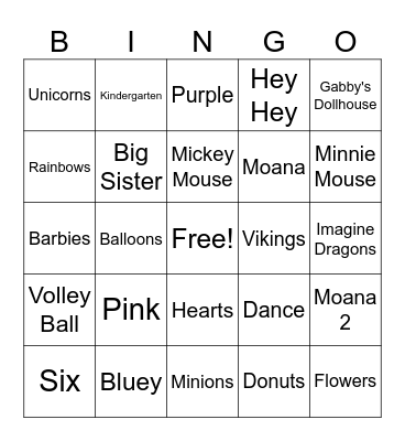 Happy Birthday Emelia Bingo Card