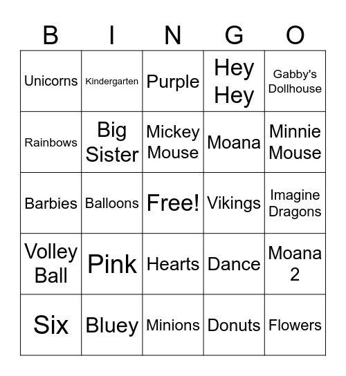 Happy Birthday Emelia Bingo Card