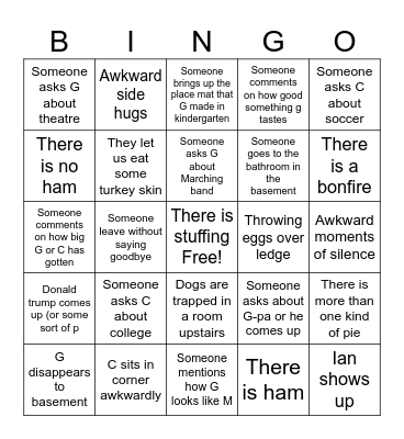 Thanksgiving Bingo Card