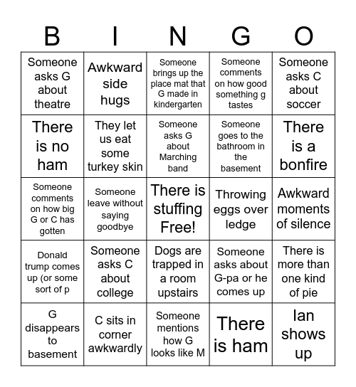 Thanksgiving Bingo Card