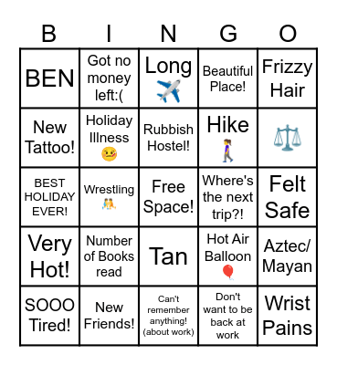Jess Bingo: Mexico Edition Bingo Card