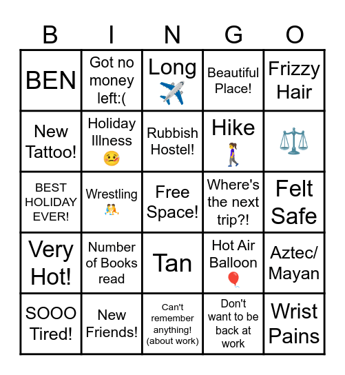 Jess Bingo: Mexico Edition Bingo Card