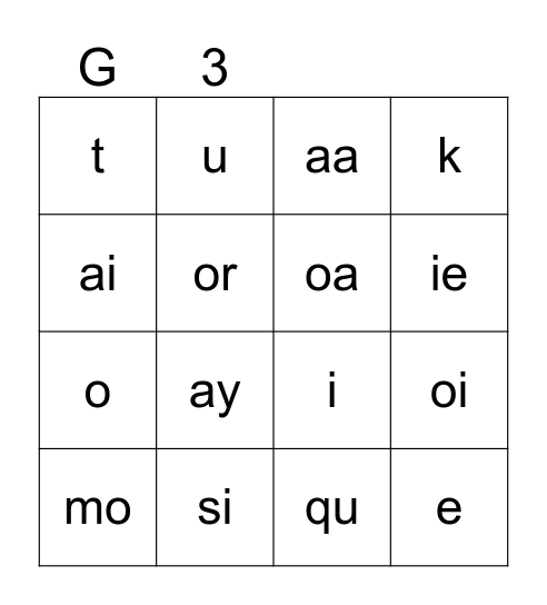 Arresting Long Vowels Bingo Card