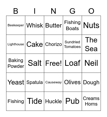Little Beach Street Bakery Bingo Card