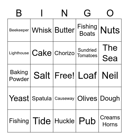 Little Beach Street Bakery Bingo Card