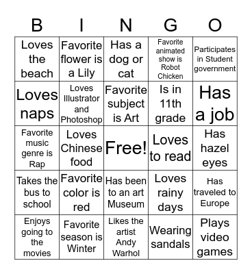 Ice Breaker Bingo Card