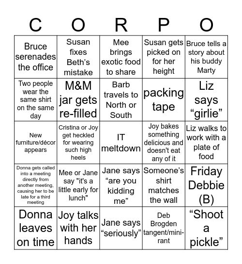 CORPO Bingo Card