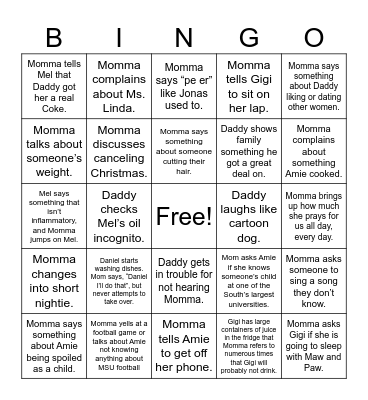 Pocahontas Thanksgiving Bingo Card