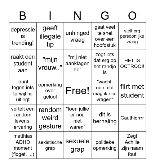 What will Matthias say (or do)? Bingo Card