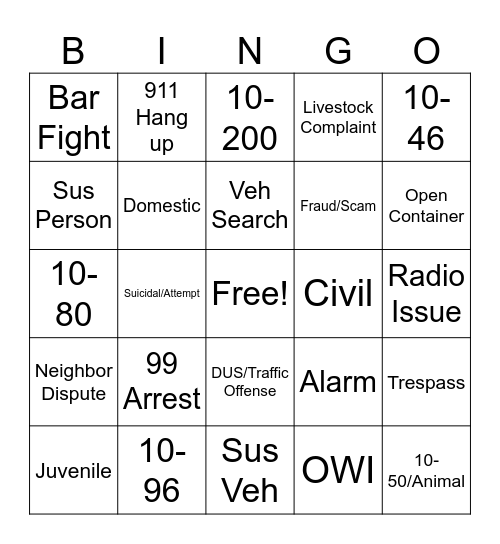 Holiday Bingo Card