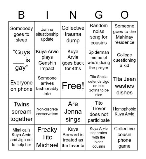 Thanksgiving Bingo Card