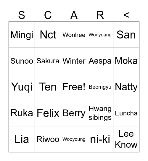 Scarlett bingo Card