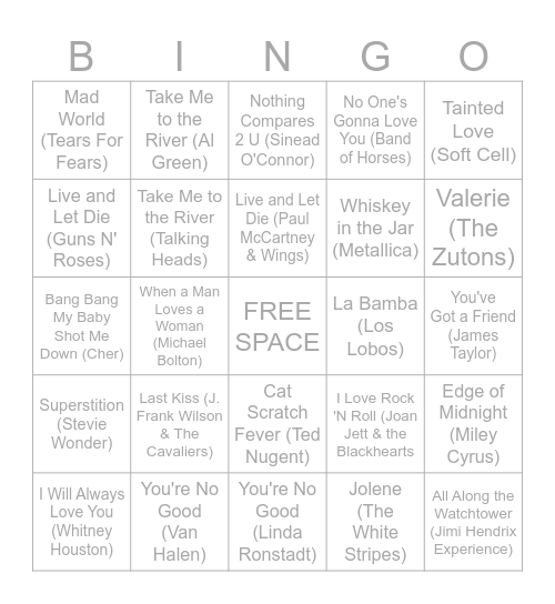 2/23 - 2/24/25 COVERS & OG's PT. 1 Bingo Card