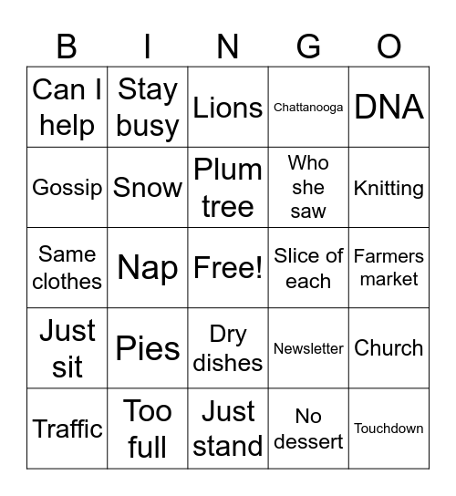 Thanksgiving Bingo Card