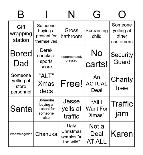 Black Friday Bingo Card