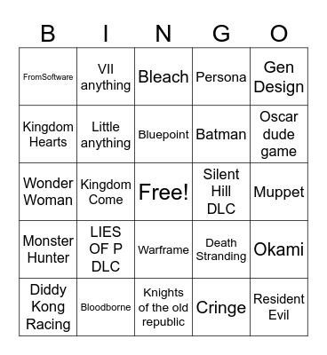 TGA 2024 Bingo Card