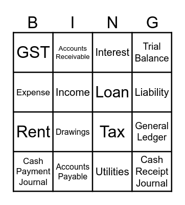 Accounting Vocab Bingo Card