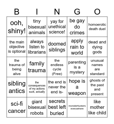 Trope Bingo Card