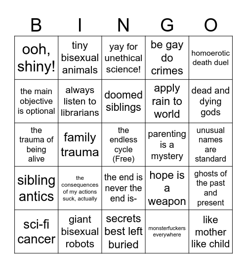Trope Bingo Card