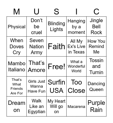 Trending Women Music Bingo Card