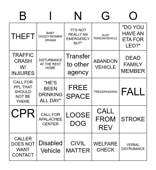 DISPATCH STYLE Bingo Card