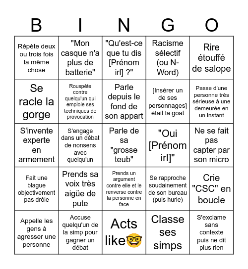 Khaela Moment Bingo Card