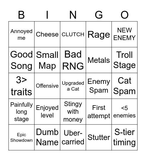 (original idea fr) Battle Cats BINGO Card