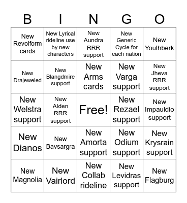 DivineZ set 7 prediction Bingo Card