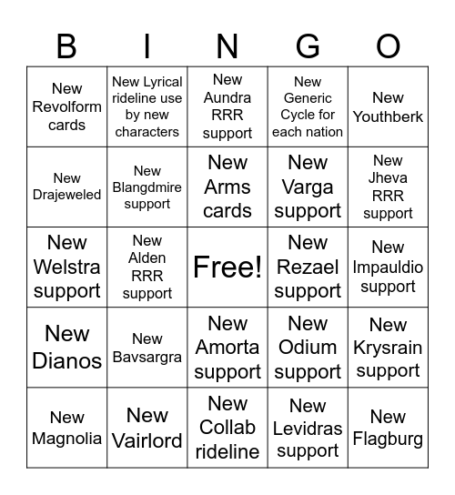 DivineZ set 7 prediction Bingo Card