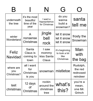 Singo - Christmas Bingo Card