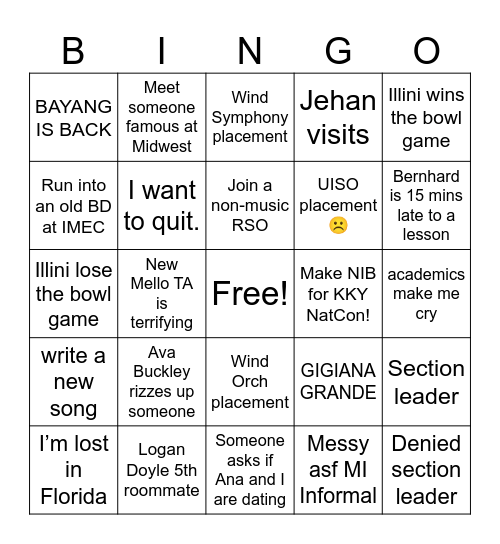 Spring 2025 Bingo! Bingo Card