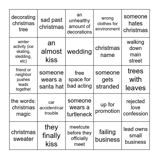 cheesy christmas bingo! Bingo Card