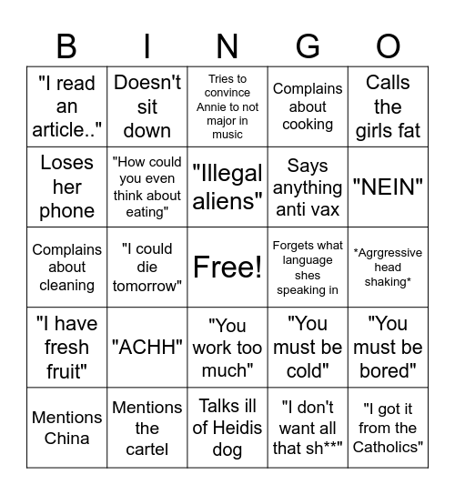 Omi Bingo Card
