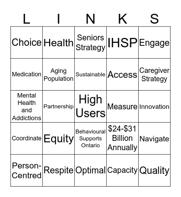 Mississauga Halton LHIN  Bingo Card