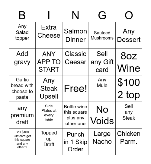 Server Bingo Card